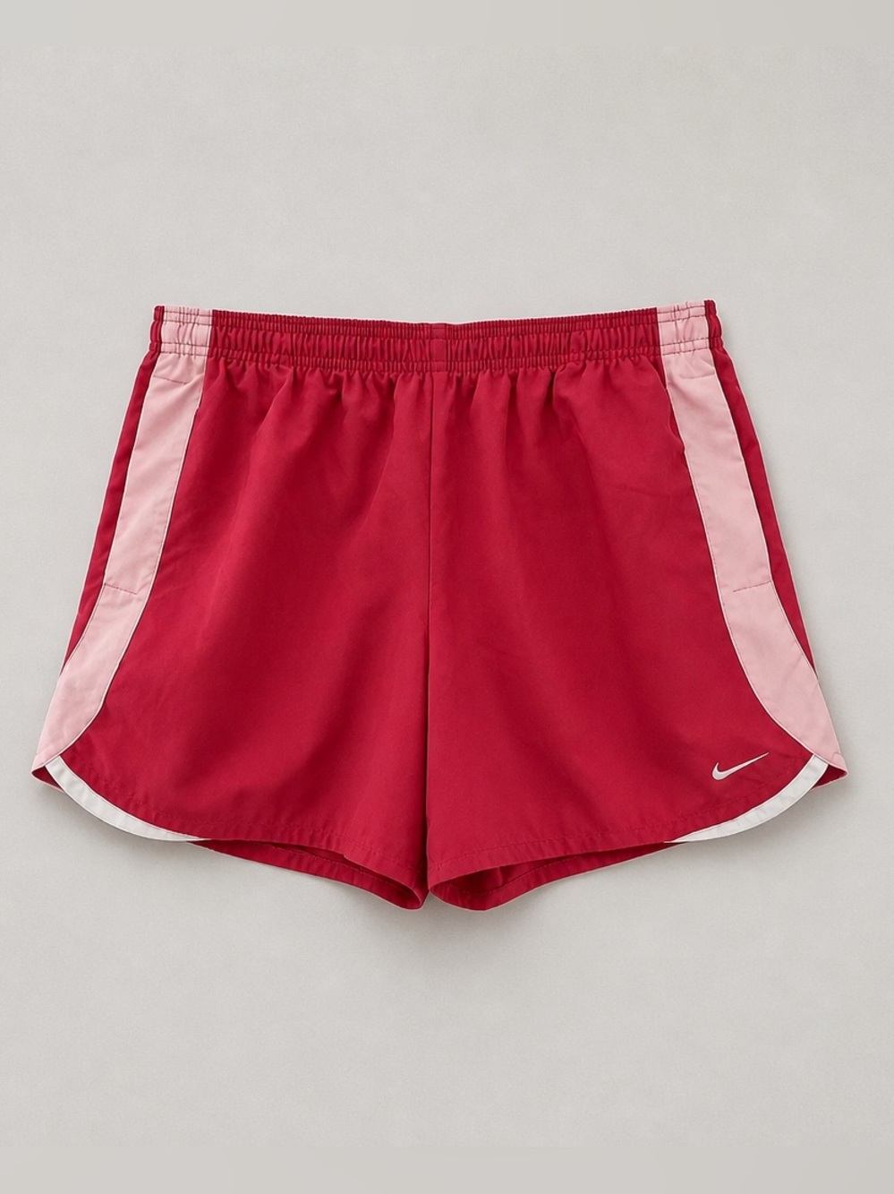 Nike Women’s Red Shorts with Light Pink Side Panels